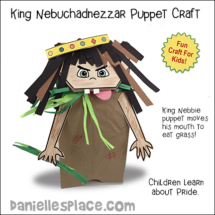 King Nebuchadnezzar Eating Grass Paper Bag Puppet Craft