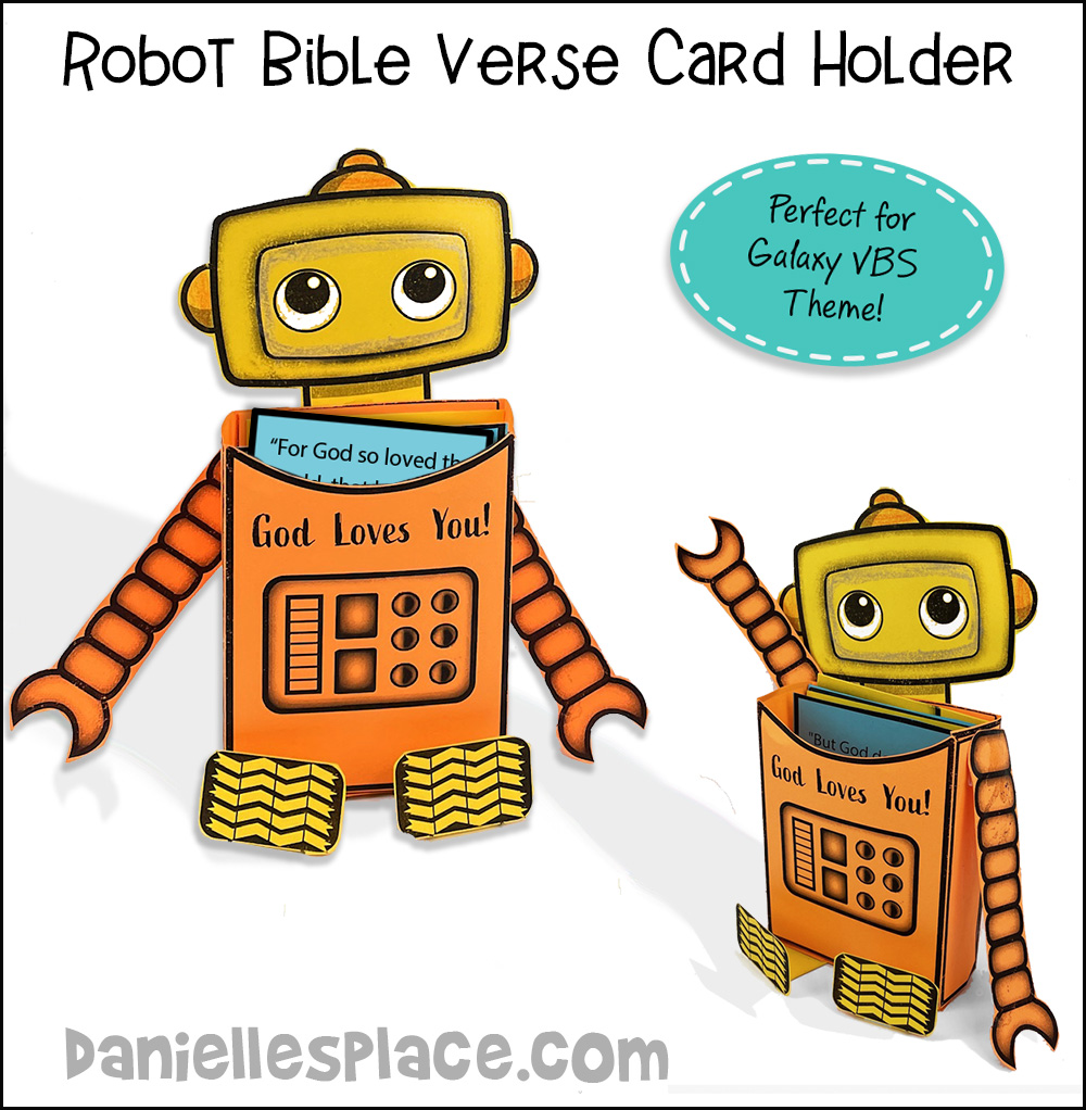 Robot paper craft for Children. Make a note holder Robot.