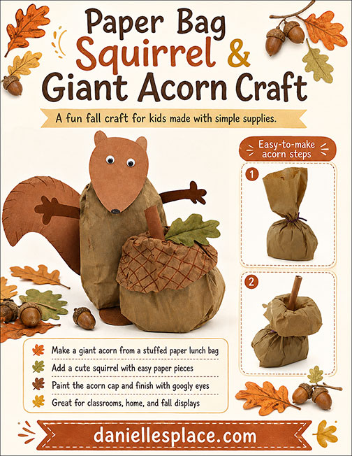 Paper Bag Squirrel and Giant Acorn Craft for Fall and Acorn Unit Study