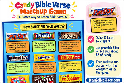 Candy Bible Verse Matchup Game for Halloween Alternative Activity