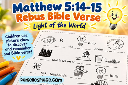 Matthew 5:14-15 Bible Verse Rebus for Bible lesson for Children