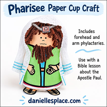 Pharisee with Forehead and Arm Phylacteries Paper Cup Craft for Children's Ministry