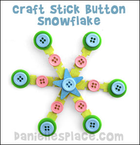 Craft Stick Button Snowflake Craft from www.danielllesplace.com