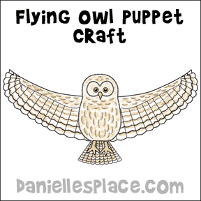Flying Owl Stick Puppet Craft for Kids from www.daniellesplace.com Copyright 2011