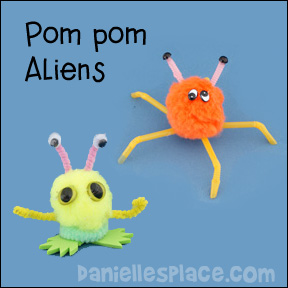 pompom alien craft for kids