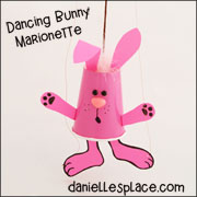 Dancing Rabbit Cup Marionette Puppet Craft from www.daniellesplace.com