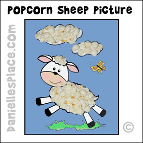 The Lost Sheep Popcorn Sheep Bible craft Sheet for Children's Ministry