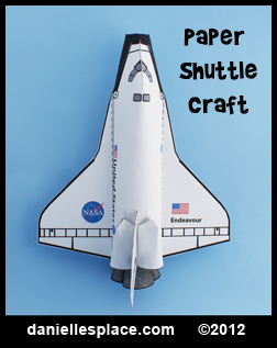Paper Space Shuttle Craft for Kids www.daniellesplace.com