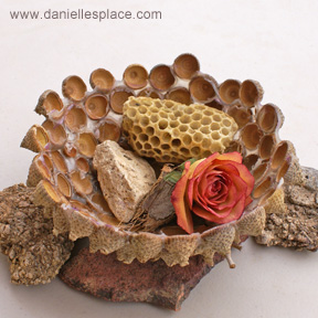 Image shows a bowl made of acorn caps