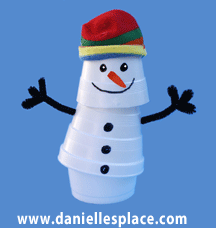 Poseable Snowman cup craft www.daniellesplace.com