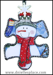 snowman puzzle piece Christmas ornament craft www.daniellesplace.com