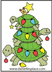 Turtle Christmas Tree Color Sheet www.daniellesplace.com
