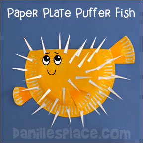 Paper Plate Puffer Fish Craft www.daniellesplace.com