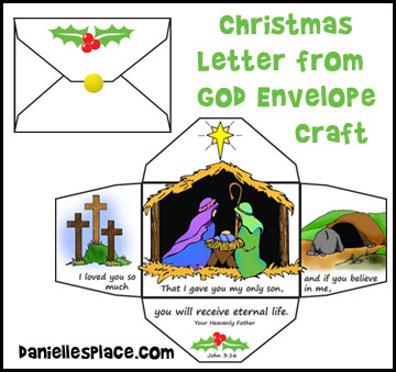 Christmas letter from God Envelope Craft for Sunday School from www.daniellesplace.com