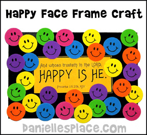 Bible Craft - Keys to a Happy Heart Smiley Face Frame Craft from www.daniellesplace.com