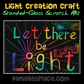 Let There be Light Stained-glass Scratch Art Craft for Creation Lesson Day 1 from  www.daniellesplace.com