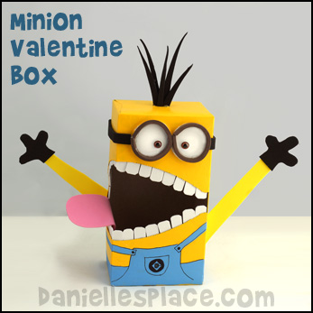 Minion Valentine's Day Card Holder Craft from www.daniellesplace.com