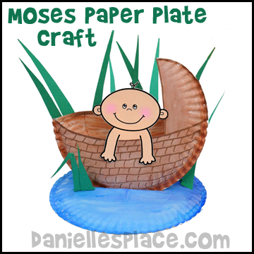 Baby Moses in a Basket Paper Plate Bible Craft for Children's Sunday School from www.daniellesplace.com