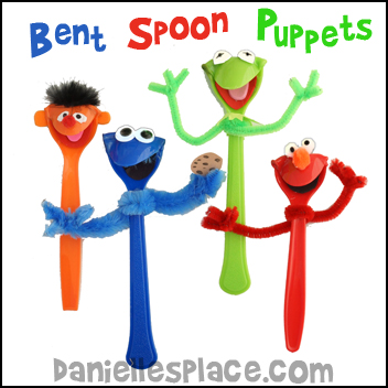 Plastic Spoon Puppet Craft - Puppest made from Bent Plastic Spoons from www.daniellesplace.com