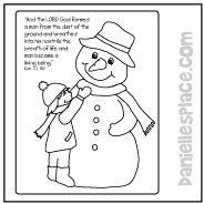 Snowman Color Sheet with Bible Verse