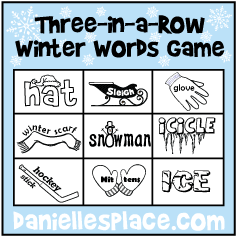 Three in a Row Winter Word Party Game from www.daniellesplace.com