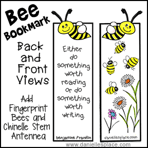 Bee Bookmark Craft and Writing Activity from www.daniellesplace.com