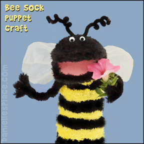 Bee Sock Puppet Craft for Kids from www.daniellesplace.com