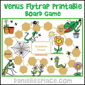 Venus Flytrap Printable Board Game. Children make up questions about flytraps and then play the board game to review what they have learned. www.daniellesplace.com