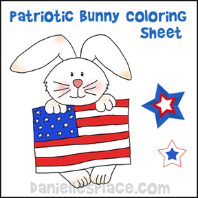 Patriotic Bunny Color Sheet and Craft for 4th of July