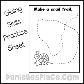 Printable snail trail activity sheet for gluing skills from www.daniellesplace.com