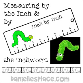 Inchworm Measuring Craft and Learning Activities Including an Inchworm Bookmark, Inchworm mearsuing Tape, and a Chenille Stem Inchworm Craft from www.daniellesplace.com
