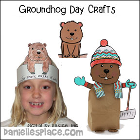 Groundhog Craft for Kids - "There's a groundhog on my head!"free  Groundhog hat craft for children from www.daniellesplace.com