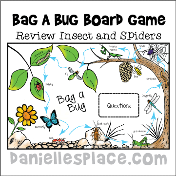 Bag a Bug Printable Board Game - Review Insect and Spider facts with this fun, interactive game. Includes blank cards so you can add your own bug facts. www.daniellesplace.com