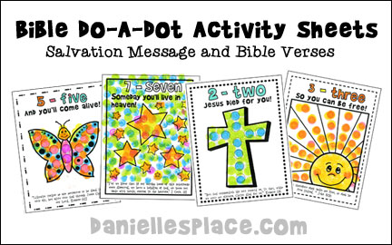 Do-A-Dot Bible Activity Sheets with Salvation Message and Bible Verses