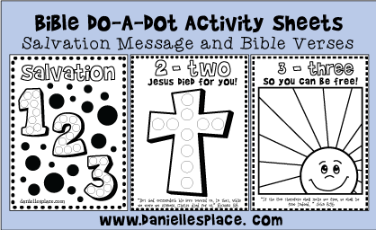 Bible Ddo-A-Dot Activity Sheets with Salvation Message and Bible Verses