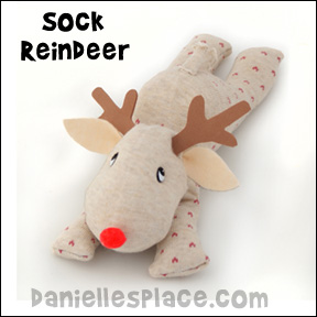 Sock Reindeer Craft from www.daniellesplace.com