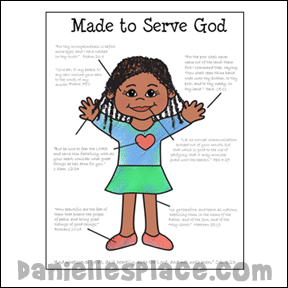 Made to Serve God Girl Coloring Sheet 