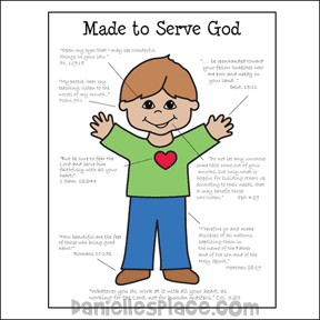 Made to Serve God Boy Coloring Sheet