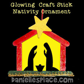 Christmas Ornament Craft - Nativity Scene Made with Craft Sticks from www.danielllesplace.com - Copyright 2003