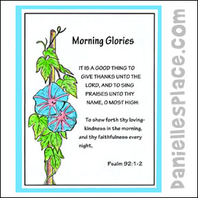 Morning Glory Coloring Sheet for "Growing in God's Garden" Sunday School lesson for children from www.daniellesplace.com