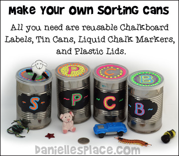 ABC Sorting Cans - Make your own sorting cans to teach the alphabet from www.daniellesplace.com