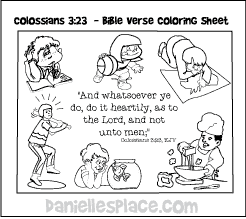 Colossians 3:23 - Bible Verse Coloring Sheet for Sunday School
