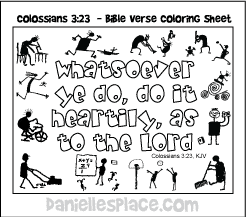 Colossians 3:23 - Bible Verse Coloring Sheet for Sunday School