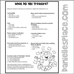 What do You Tresasure Survey for Sunday School from www.daniellesplace.com