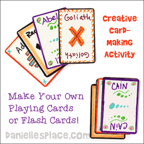 Children make their own Bible Games using blank playing cards from www.daniellesplace.com
