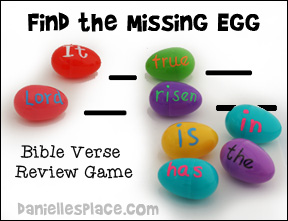 "Find the Missing Egg" Bible Verse Review Game from www.daniellesplace.com