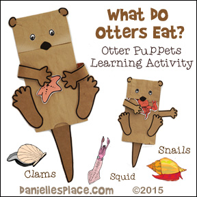 What do Otters Eat? Otter Puppets and Learning Activity for Children from www.daniellesplace.com