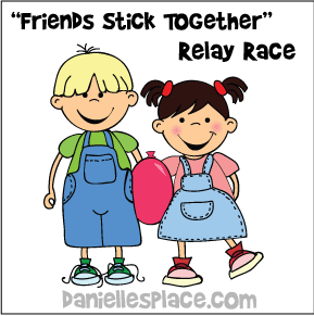 Friends stick together relay race