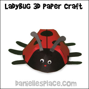 3D Paper Ladybug Craft from www.daniellesplace.com