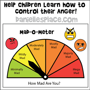 Mad-o-Meter Craft and Learning Activity - Children color the meter and then use it when they are angry to help them calm down and understand how to control their anger from www.daniellesplace.com  Copyright 2015